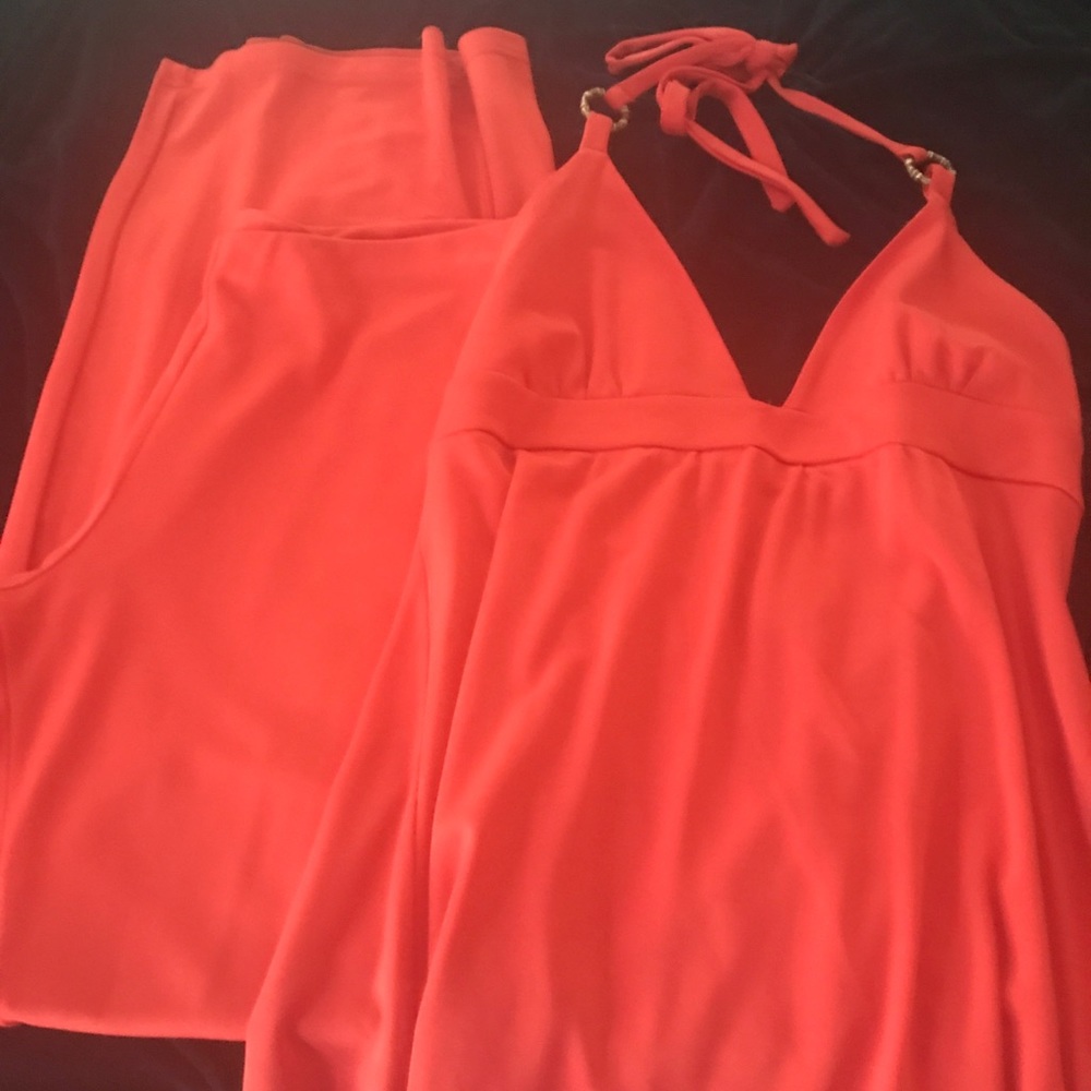 Moda Intl 2 piece jumpsuit. Orange M